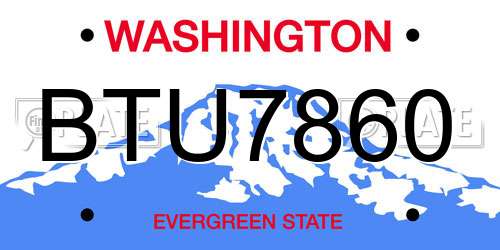 BTU7860 Washington License Plate