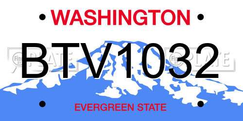 BTV1032 Washington License Plate