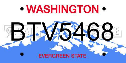 BTV5468 Washington License Plate