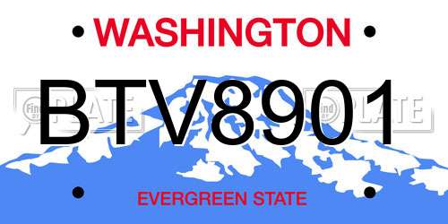 BTV8901 Washington License Plate
