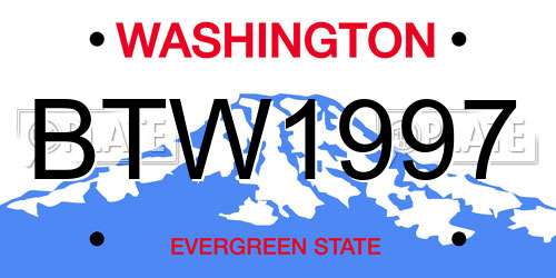 BTW1997 Washington License Plate