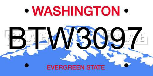 BTW3097 Washington License Plate