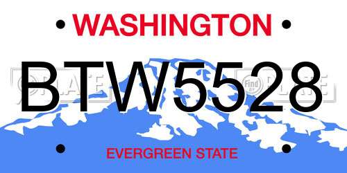 BTW5528 Washington License Plate