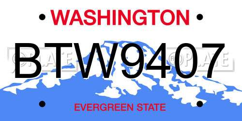 BTW9407 Washington License Plate