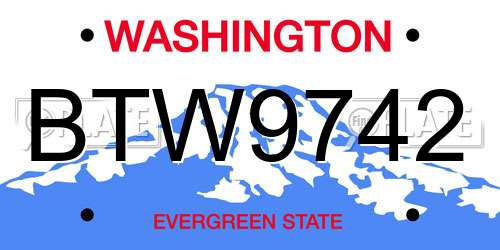BTW9742 Washington License Plate