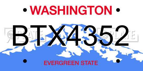 BTX4352 Washington License Plate