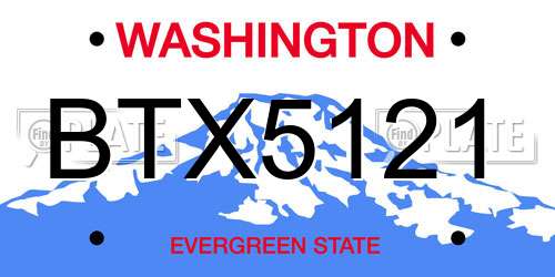 BTX5121 Washington License Plate