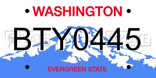 BTY0445 Washington License Plate
