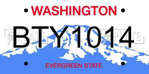 BTY1014 Washington License Plate