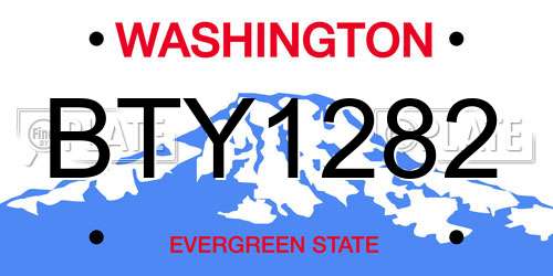 BTY1282 Washington License Plate
