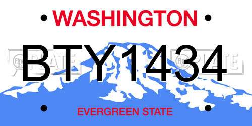 BTY1434 Washington License Plate