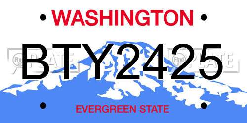 BTY2425 Washington License Plate