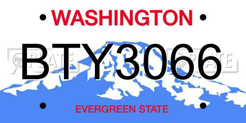 BTY3066 Washington License Plate