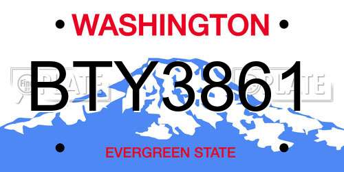 BTY3861 Washington License Plate