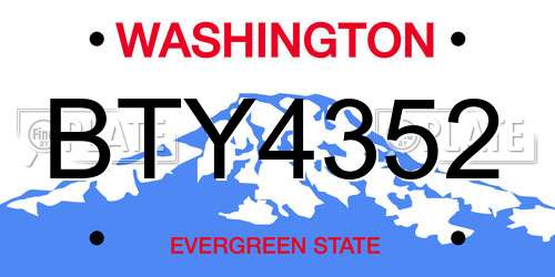 BTY4352 Washington License Plate