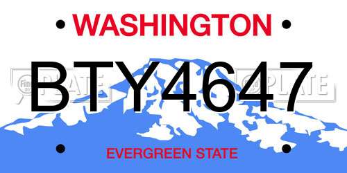 BTY4647 Washington License Plate