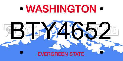 BTY4652 Washington License Plate