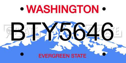 BTY5646 Washington License Plate