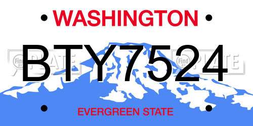 BTY7524 Washington License Plate