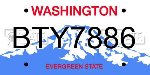 BTY7886 Washington License Plate