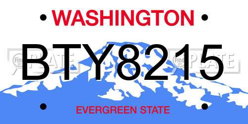 BTY8215 Washington License Plate