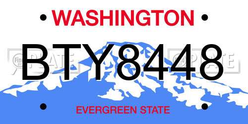 BTY8448 Washington License Plate