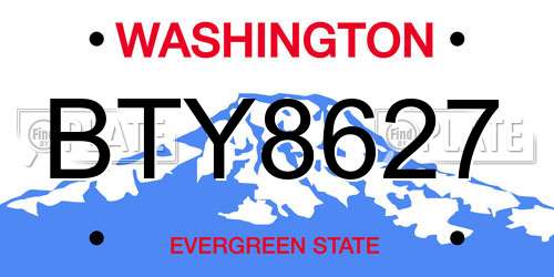 BTY8627 Washington License Plate