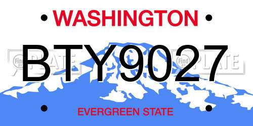 BTY9027 Washington License Plate