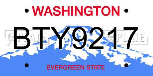 BTY9217 Washington License Plate