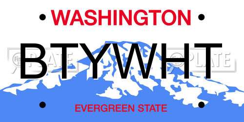 BTYWHT Washington License Plate