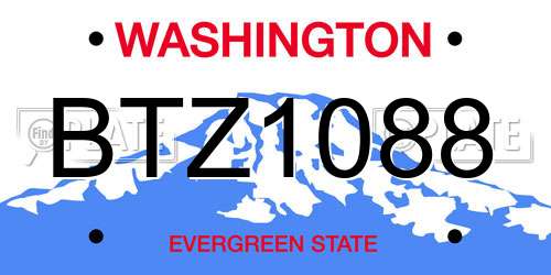 BTZ1088 Washington License Plate