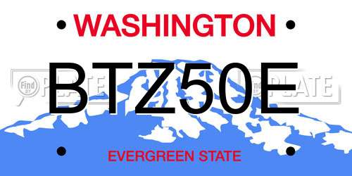 BTZ50E Washington License Plate