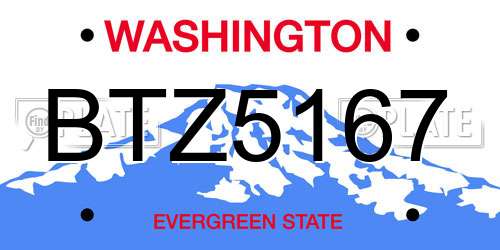 BTZ5167 Washington License Plate