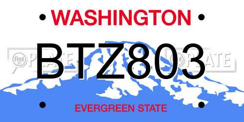 BTZ803 Washington License Plate