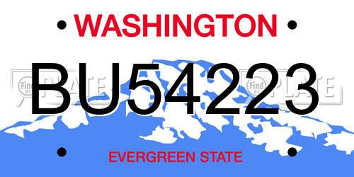 BU54223 Washington License Plate