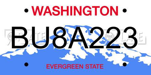 BU8A223 Washington License Plate