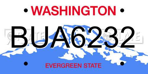 BUA6232 Washington License Plate