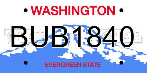 BUB1840 Washington License Plate
