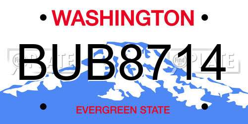 BUB8714 Washington License Plate