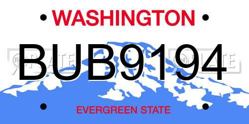 BUB9194 Washington License Plate