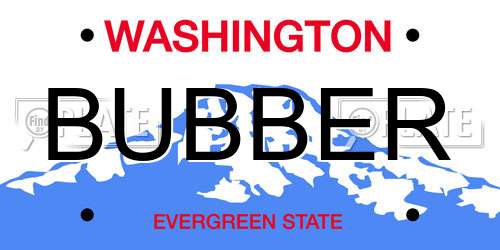BUBBER Washington License Plate