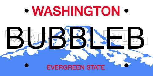 BUBBLEB Washington License Plate