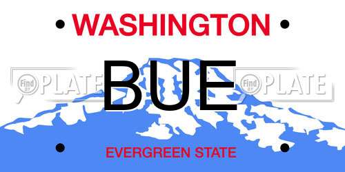 BUE Washington License Plate