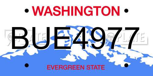 BUE4977 Washington License Plate
