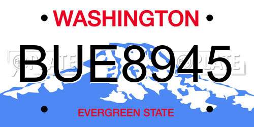 BUE8945 Washington License Plate