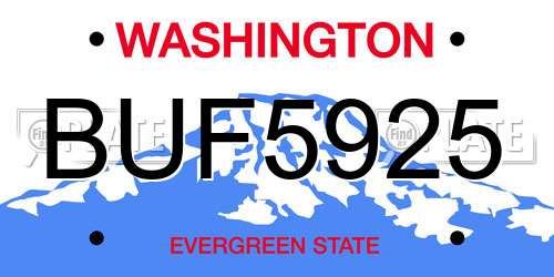 BUF5925 Washington License Plate