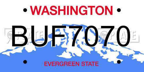 BUF7070 Washington License Plate