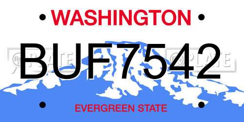 BUF7542 Washington License Plate