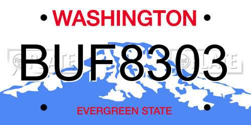 BUF8303 Washington License Plate