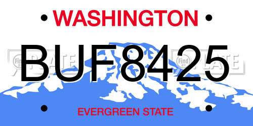 BUF8425 Washington License Plate